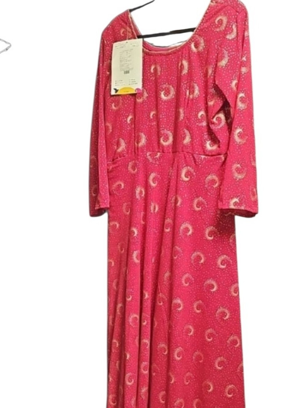 Red Long Sleeve Maxi Dress with Gold Accents